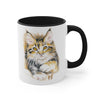 Cute Calico Maine Coon Kitten Cat Watercolor on White Art Accent Coffee Mug, 11oz