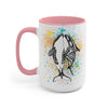 Orca Whales Tribal Love Color Splash Ink  Art Two-Tone Coffee Mugs, 15oz