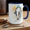 Orca Whales Tribal Love Color Splash Ink  Art Two-Tone Coffee Mugs, 15oz