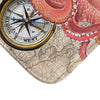Red Octopus Vintage Beige Map Compass Art  Bath Mat