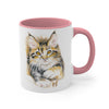 Cute Calico Maine Coon Kitten Cat Watercolor on White Art Accent Coffee Mug, 11oz