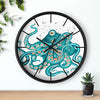 Teal Green Octopus and the Bubbles Art Wall clock