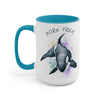 Born Free Orca Whale Color Splash Art Two-Tone Coffee Mugs, 15oz