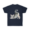 Yoga Cat Maine Coon Kitten Watercolor Art Dark Unisex Ultra Cotton Tee