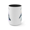 Born Free Orca Whale Color Splash Art Two-Tone Coffee Mugs, 15oz