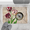 Vintage Tulip Compass Map Art Bath Mat