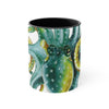 Octopus Green Watercolor on White Art Accent Coffee Mug, 11oz