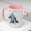 Born Free Orca Whale Color Splash Art Two-Tone Coffee Mugs, 15oz