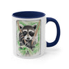 Cute Raccoon Kit Bandit Watercolor Art Accent Coffee Mug, 11oz