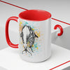 Orca Whales Tribal Love Color Splash Ink  Art Two-Tone Coffee Mugs, 15oz
