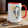 Orca Whales Tribal Love Color Splash Ink  Art Two-Tone Coffee Mugs, 15oz