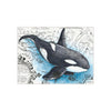 Orca Whale Blue Vintage Map Nautical Art Ceramic Photo Tile
