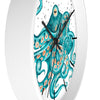 Teal Green Octopus and the Bubbles Art Wall clock