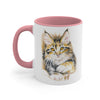 Cute Calico Maine Coon Kitten Cat Watercolor on White Art Accent Coffee Mug, 11oz