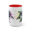 Free Orca Whales Family Color Splash Ink Art Two-Tone Coffee Mugs, 15oz