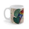 Tropical Exotic Parrot Floral Map Art Mug 11oz