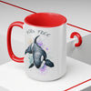 Born Free Orca Whale Color Splash Art Two-Tone Coffee Mugs, 15oz