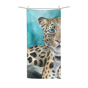 Amur Leopard Blue Eyes Watercolor Art Polycotton Towel 30 × 60 Home Decor