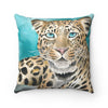 Amur Leopard Blue Eyes Watercolor Art Square Pillow Home Decor