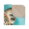 Amur Leopard Teal Watercolor Art Tan Sherpa Blanket Home Decor