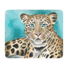 Amur Leopard Teal Watercolor Art Tan Sherpa Blanket Home Decor