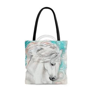 Andalusian Horse Blue Watercolor Art Tote Bag Large Bags