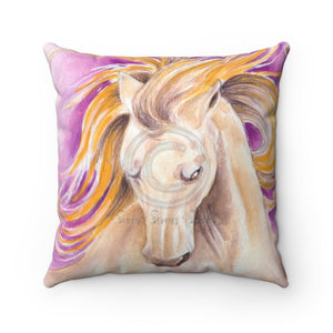 Andalusian Horse Magenta Watercolor Square Pillow 14X14 Home Decor