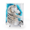 Andalusian Horse Watercolor Stallion Art Blue Shower Curtain 71X74 Home Decor
