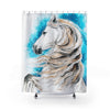 Andalusian Horse Watercolor Stallion Art Blue Shower Curtain 71X74 Home Decor