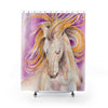 Andalusian Horse Watercolor Stallion Art Magenta Purple Shower Curtain 71X74 Home Decor