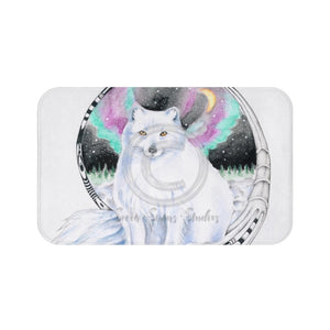 Arctic Fox Aurora Borealis Watercolor Ink Bath Mat Large 34X21 Home Decor