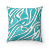 Art Nouveau Floral Pattern Teal Square Pillow Home Decor