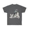 Yoga Cat Maine Coon Kitten Watercolor Art Dark Unisex Ultra Cotton Tee