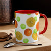 Citrus Fruit On White Pattern Art Accent Coffee Mug, 11oz