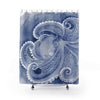 Blue Octopus Watercolor Art Shower Curtain