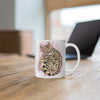 Cute Bengal Kitten Cat Watercolor Art White Pink Splash Art Mug 11oz
