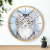 Silver Tabby Cat Kitten Watercolor Art Wall clock
