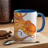 Orange Red Octopus Ink on White Art Accent Coffee Mug, 11oz