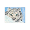 Snow Leopard playing in the Snow Watercolor Art Ceramic Photo Tile