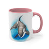 Orca Whale Watercolor Blue on White Art Accent Coffee Mug, 11oz