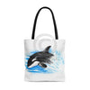 Baby Orca Breaching Blue Watercolor Tote Bag Large Bags