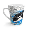 Baby Orca Vintage Map Watercolor Blue White Latte Mug 12Oz Mug