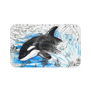 Baby Orca Whale Breaching Map Bath Mat Large 34X21 Home Decor