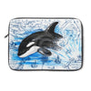 Baby Orca Whale Vintage Map Blue Laptop Sleeve 13