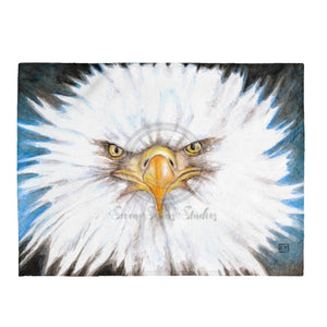 Bald Eagle Portrait Ii Watercolor Art Velveteen Plush Blanket 60 × 80 All Over Prints