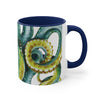 Octopus Green Watercolor on White Art Accent Coffee Mug, 11oz