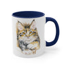 Cute Calico Maine Coon Kitten Cat Watercolor on White Art Accent Coffee Mug, 11oz