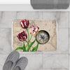 Vintage Tulip Compass Map Art Bath Mat