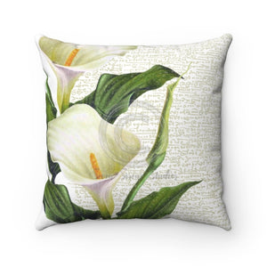 Beautiful Calla Lilies Calligraphy Square Pillow 14 × Home Decor