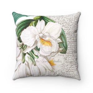 Beautiful Orchids Calligraphy Square Pillow 14 × Home Decor